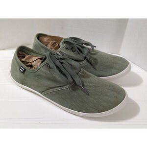 Women's Billabong Army Olive Green Classic Lace up Surf Sneakers Size 9.5 Casual